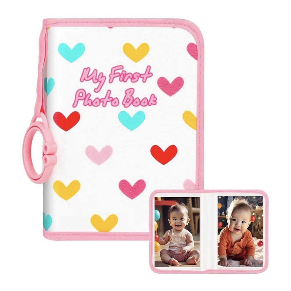 Baby's First Photo Book – Holds 21 Photos (Pink "Love" Design)